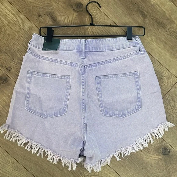 Wild Fable Pastel Lavender Frayed Hem Button-Fly Denim Shorts - Picture 3 of 3